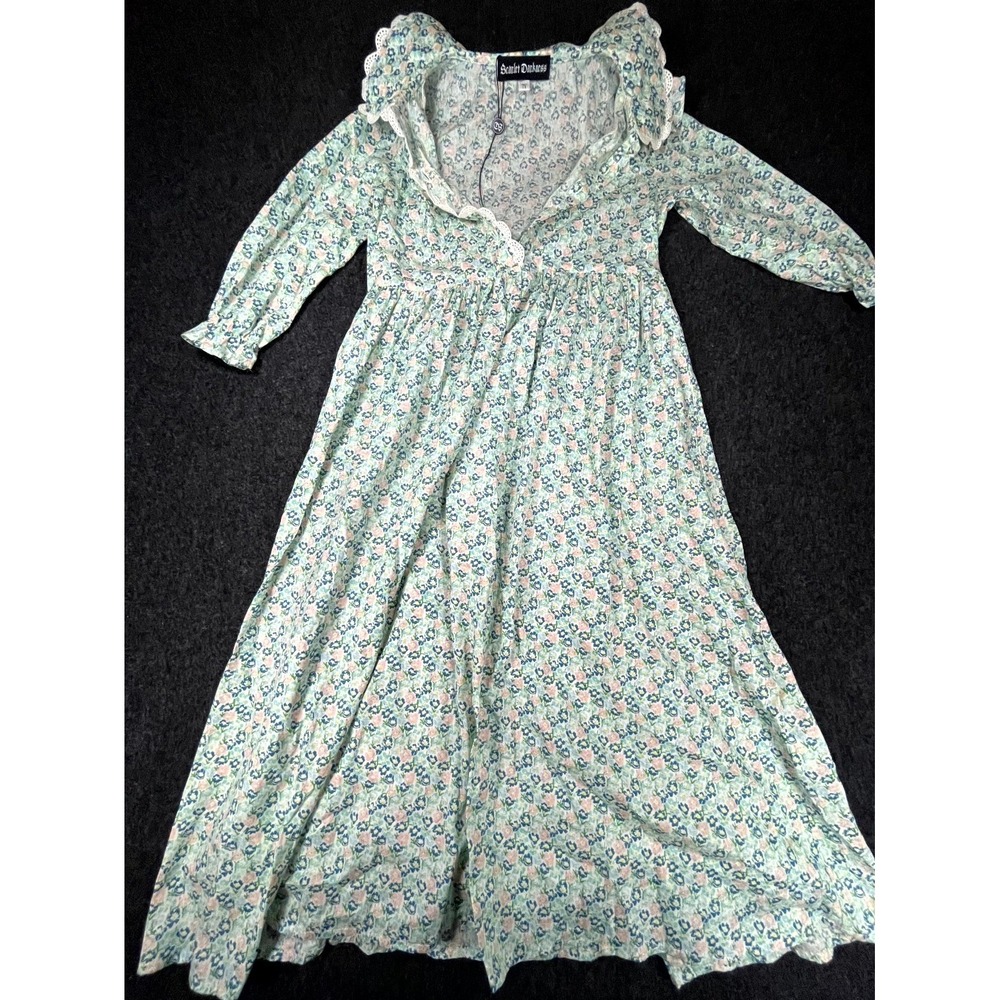 Scarlet Darkness Maxi Dress Womens 7Y Multicolor Floral Empire Waist Cottagecore